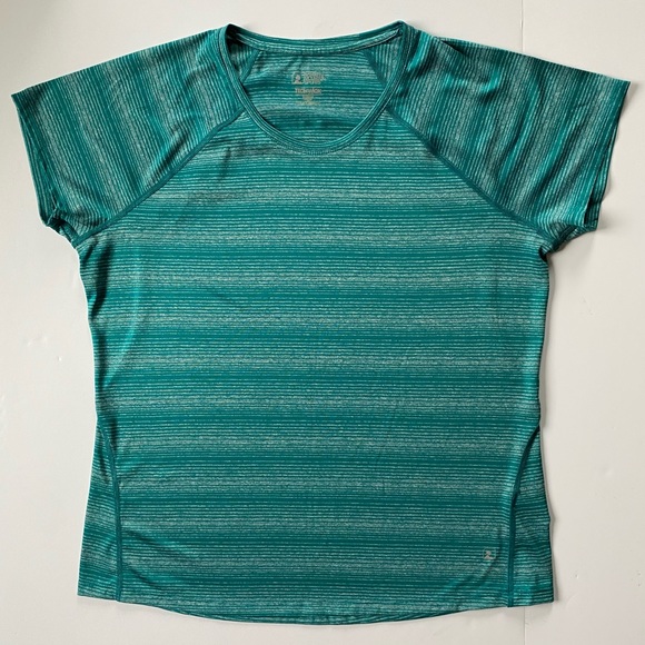 Eastern Mountain Sports Techwick Shirt Size Large Aqua Green Short Sleeve Sporty - Picture 1 of 14